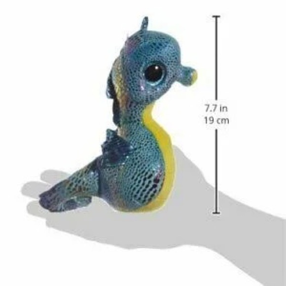 Ty Beanie Boos Blue Green and Yellow Sea Creature Neptune Plush Toy Fluffy - Picture 3 of 8